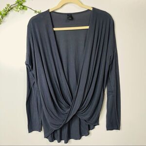 Prana Steel Gray Twist Flowy Front Longsleeve Top